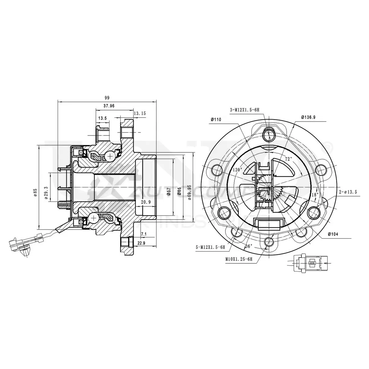 Ступица передняя (с ABS) UNIO HUB-20018 1441318939 XM 8HJH