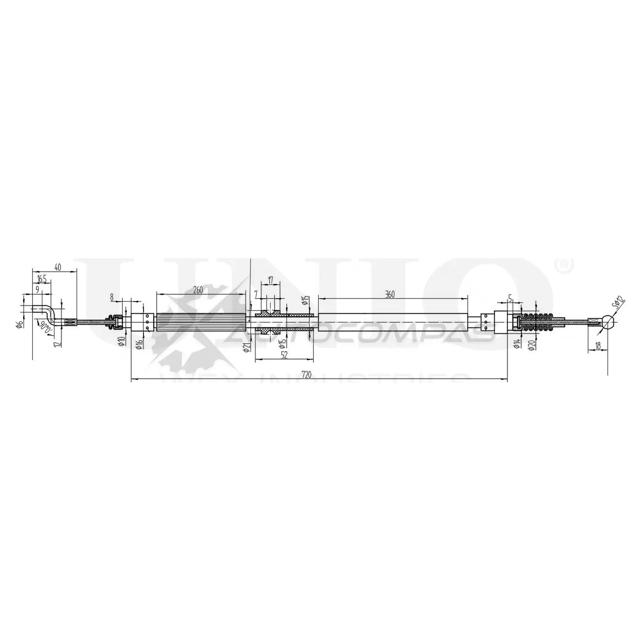 Трос стояночного тормоза задний UNIO CAB-60012 S B0JD 1441319002
