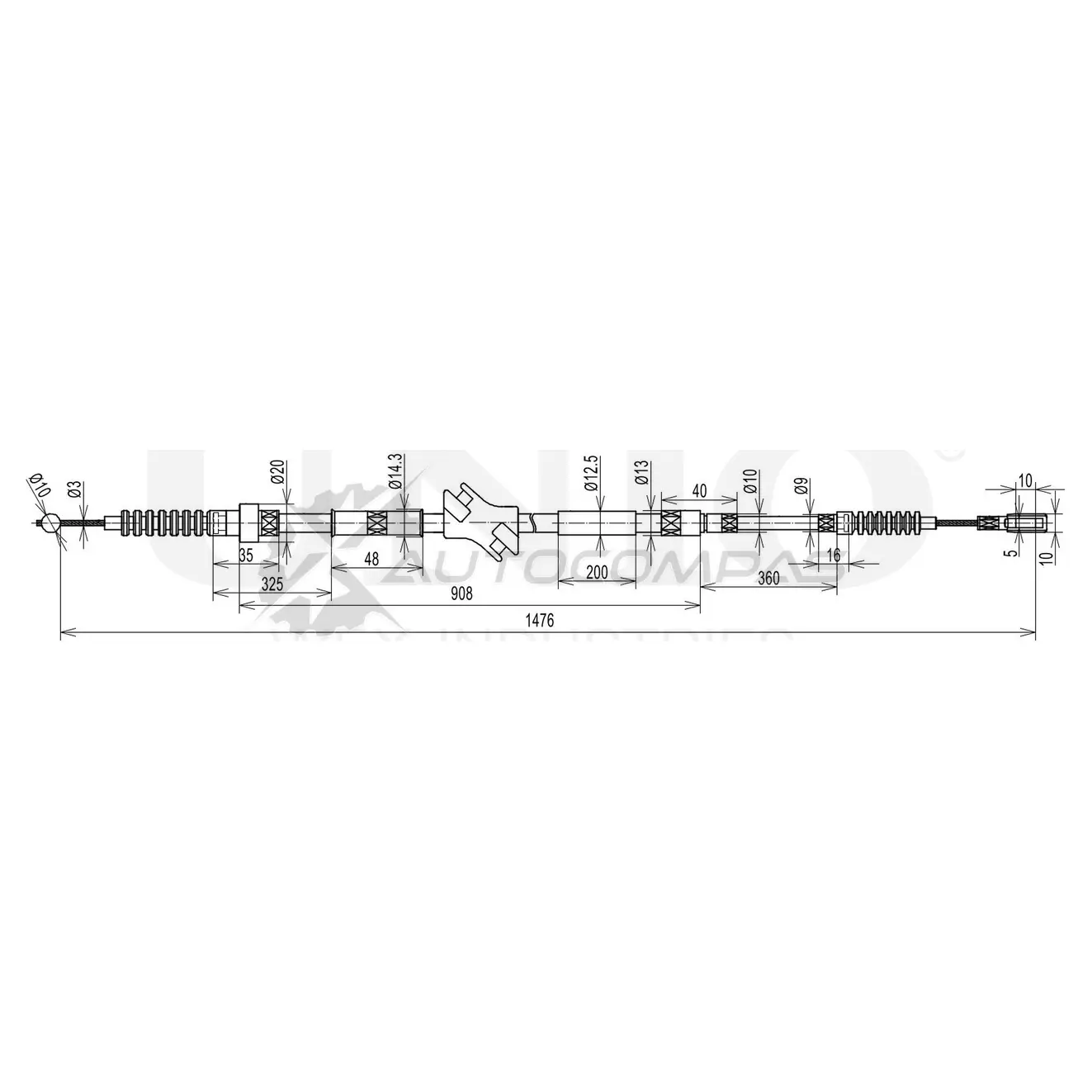Трос стояночного тормоза задний UNIO CAB-60021 QWN BD 1441319010