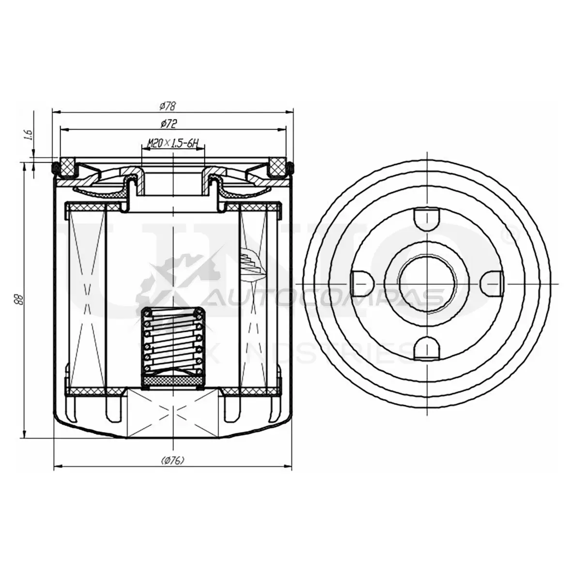 Фильтр масляный UNIO 1441319481 8V 8JX3V FLT-20043