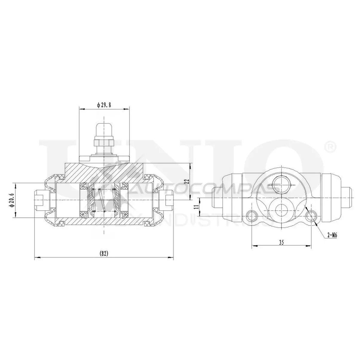 Цилиндр тормозной колесный UNIO BRC-20529 C YB0Y1 1441320014