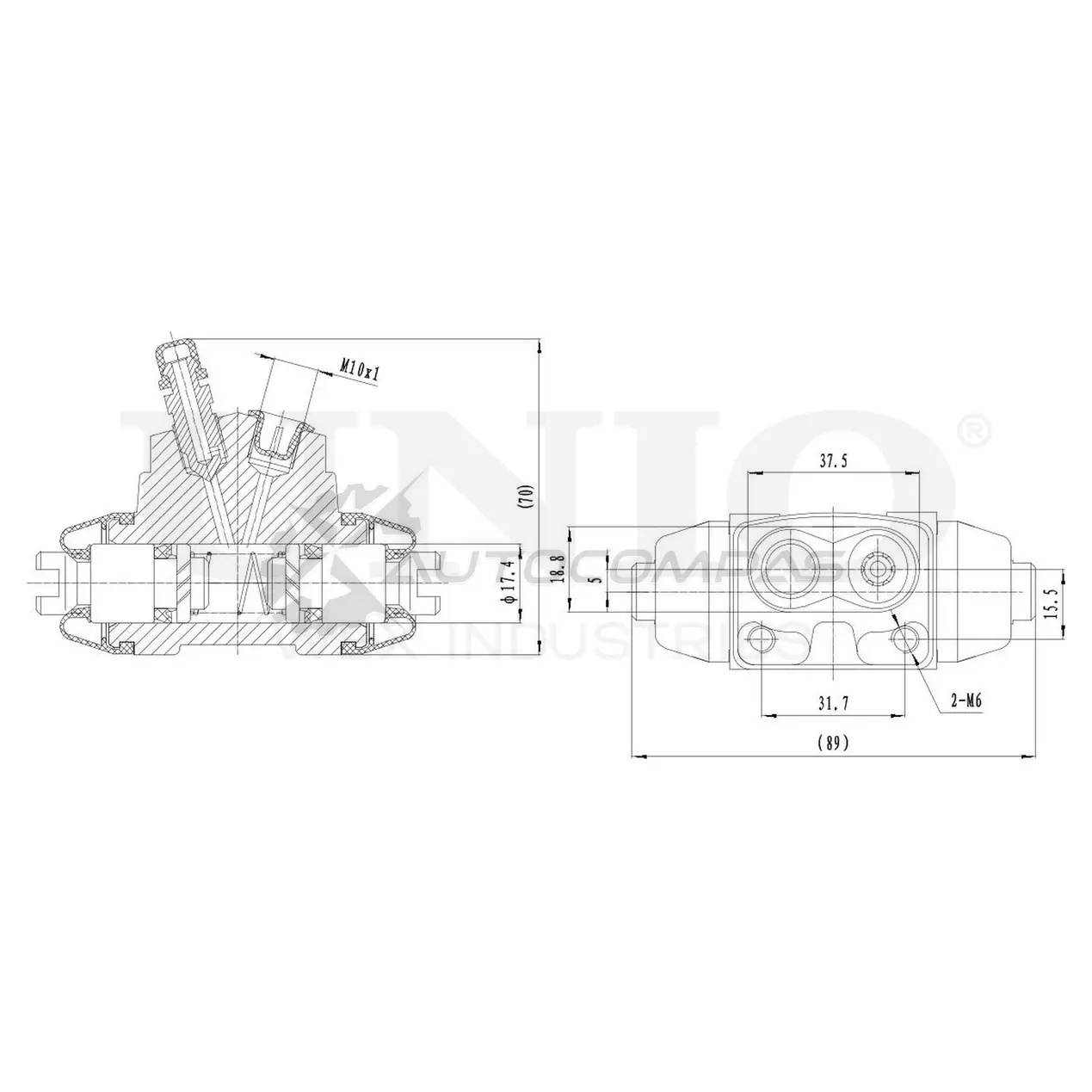 Цилиндр тормозной колесный UNIO PX6U H BRC-20590 1441320030
