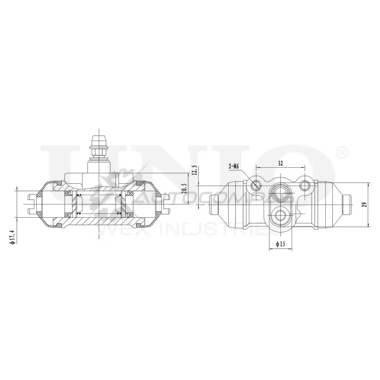 Цилиндр тормозной колесный UNIO BRC-20505 1441320037 1CO RNL