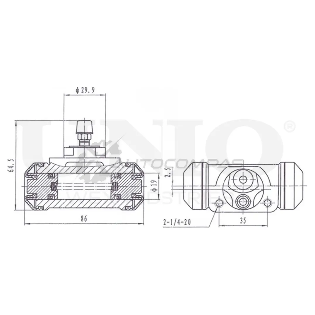 Цилиндр тормозной колесный UNIO BRC-20584 1441320047 5AR6DW H