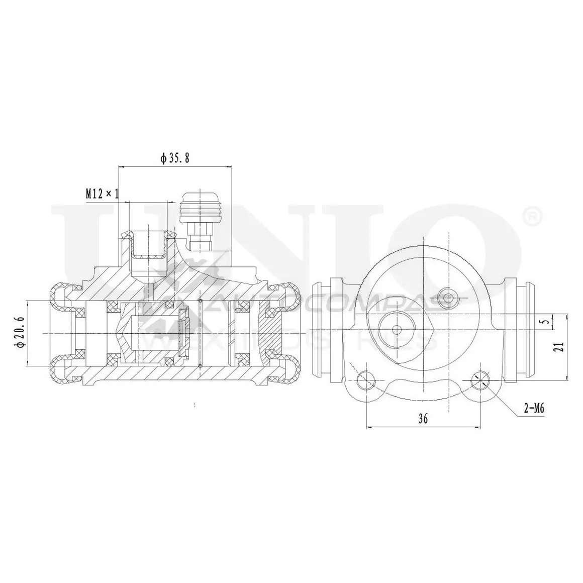 Цилиндр тормозной колесный левый UNIO D4SRX LH BRC-20581 1441320054