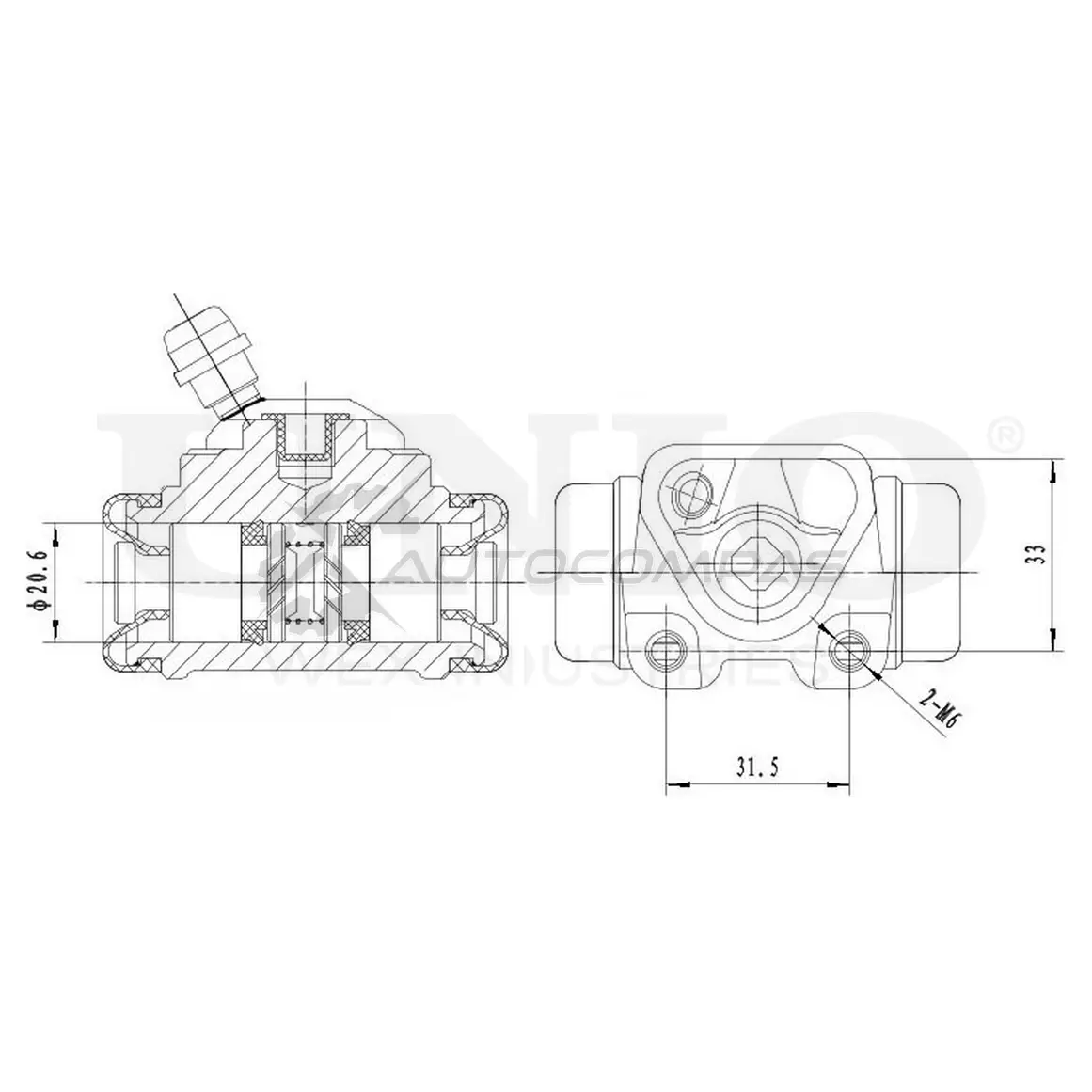 Цилиндр тормозной колесный левый UNIO BRC-20544 1ESKP AT 1441320055