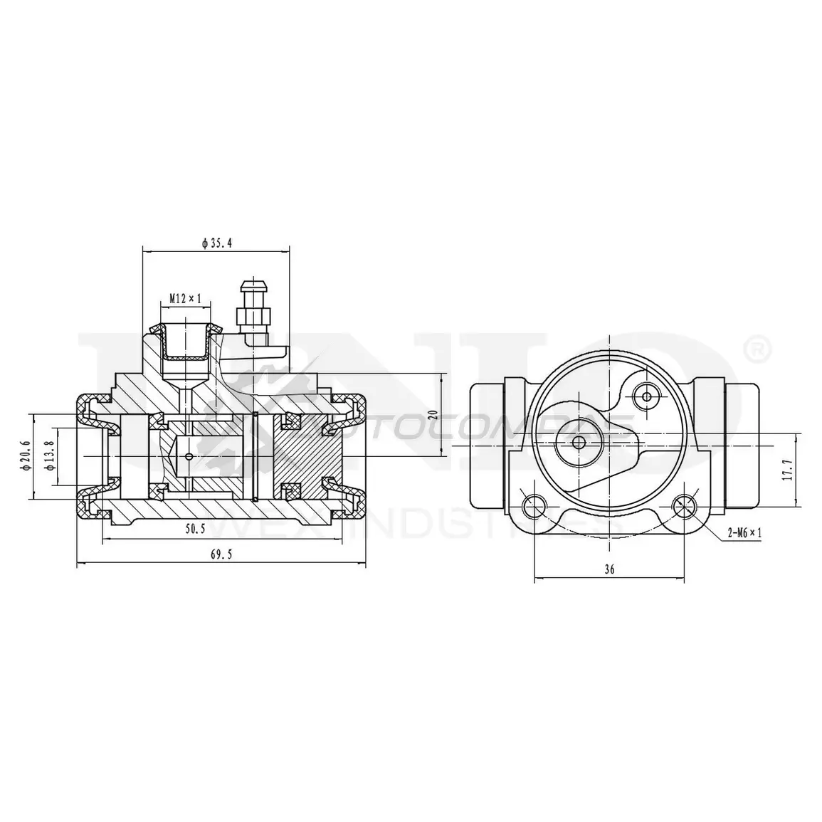 Цилиндр тормозной колесный левый UNIO BRC-20574 1441320058 ACR3 72Z изображение 0
