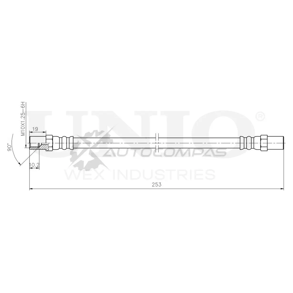Шланг тормозной задний UNIO U7LH2W M 1441320076 BRH-10099