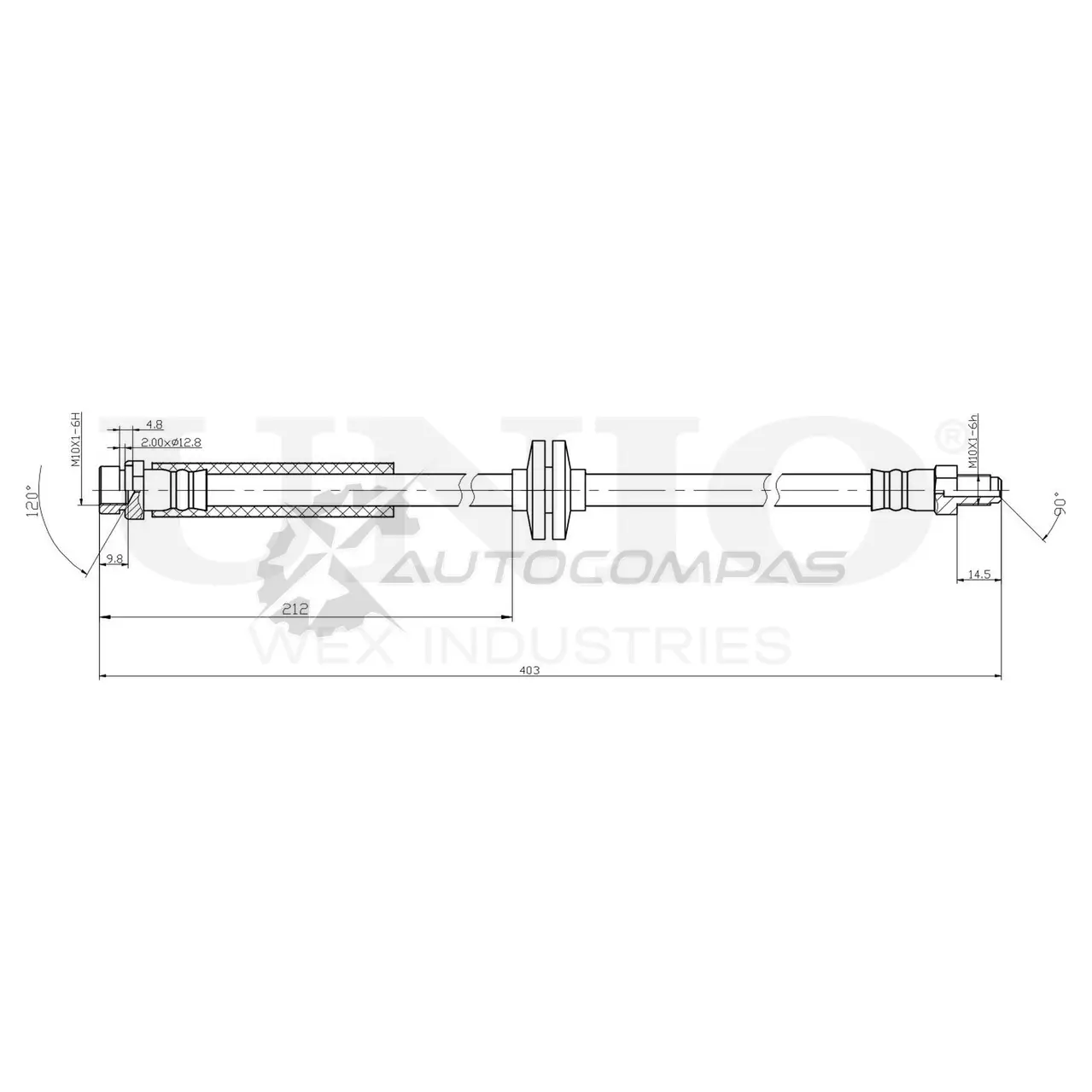 Шланг тормозной задний UNIO 1441320104 YREC XD BRH-10073