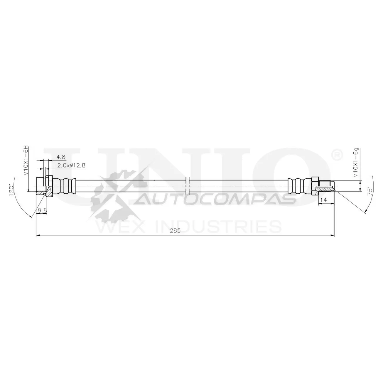 Шланг тормозной задний UNIO BRH-10085 1441320106 Q RRLWX1 изображение 0