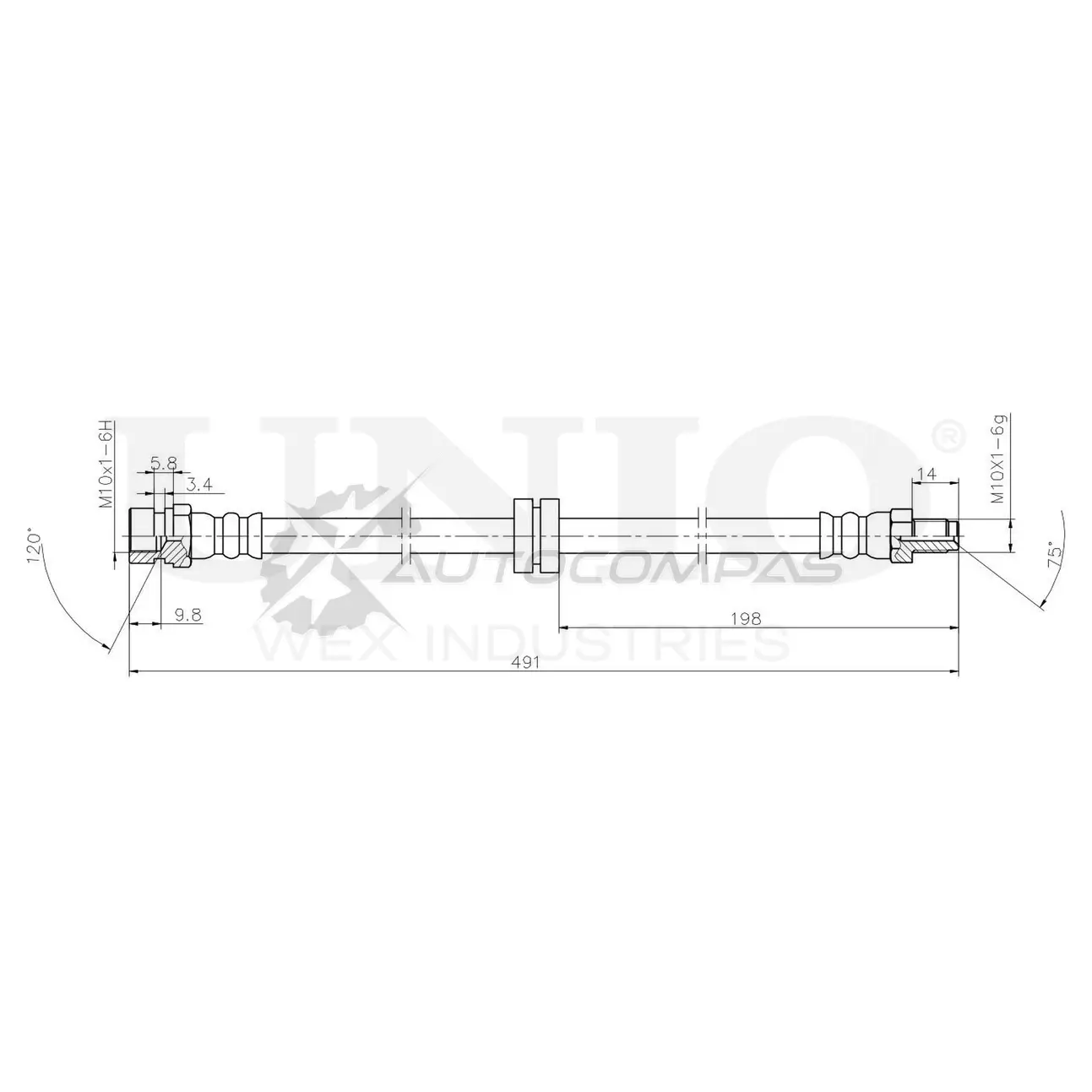 Шланг тормозной передний UNIO 1441320131 C5B6 7 BRH-10097