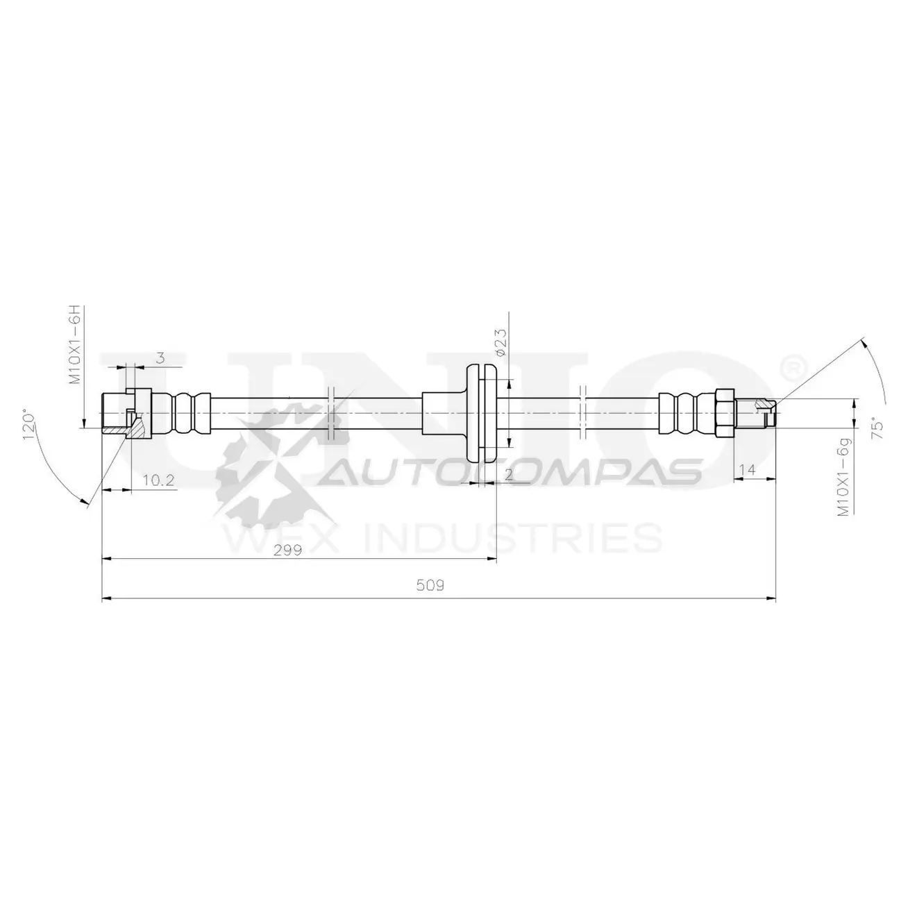 Шланг тормозной передний UNIO S4010B D 1441320135 BRH-10051