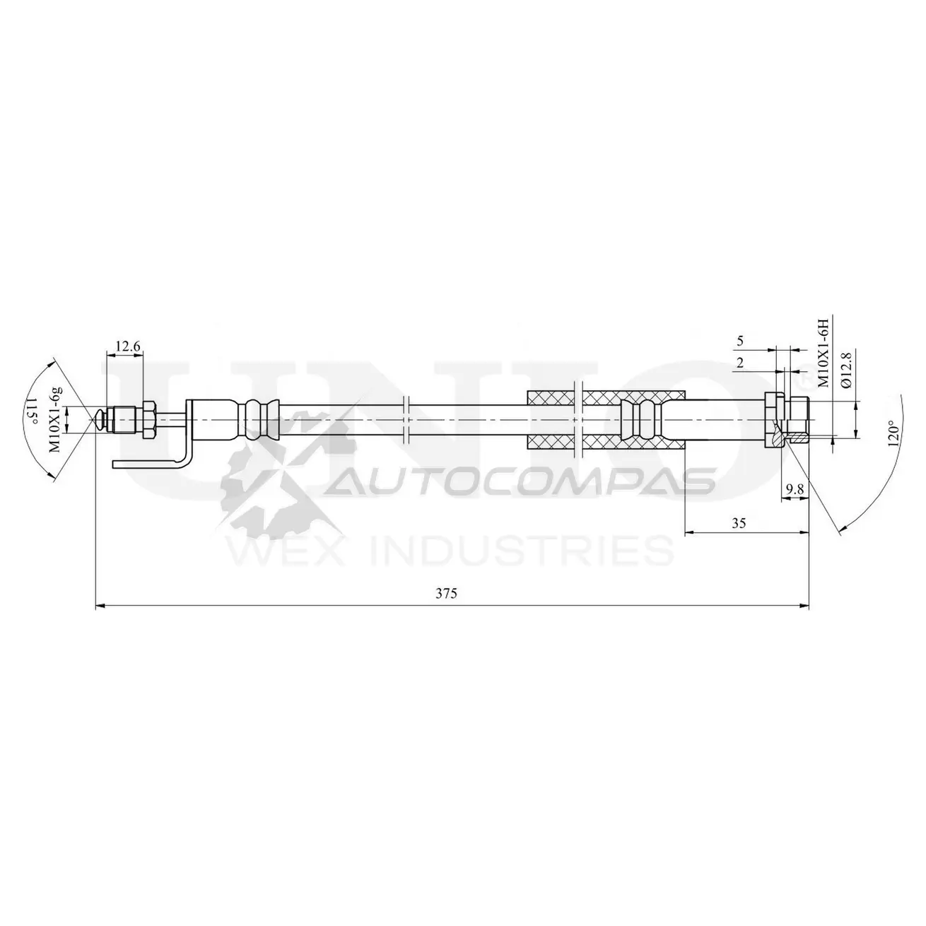 Шланг тормозной передний UNIO SOHA UGW 1441320144 BRH-10080 изображение 0