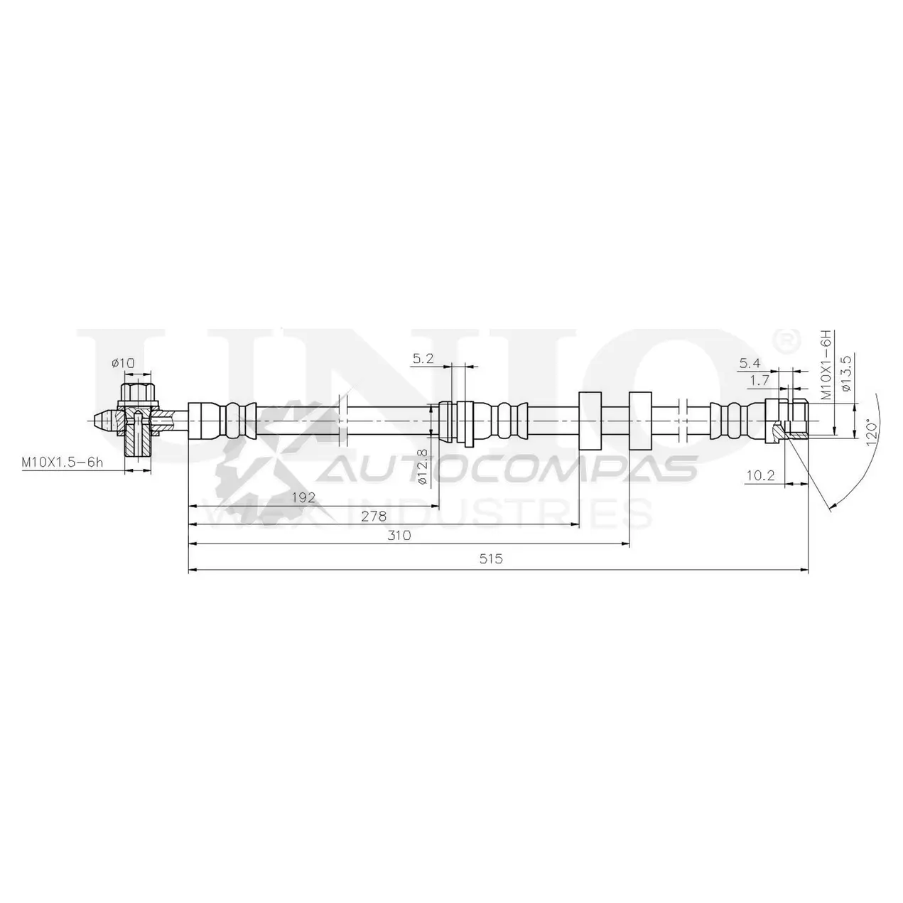Шланг тормозной передний UNIO 1441320153 BRH-10045 X NRCDE