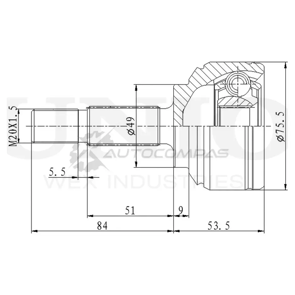 ШРУС внешний UNIO CVJ-20048 1441320346 OE4 PCA