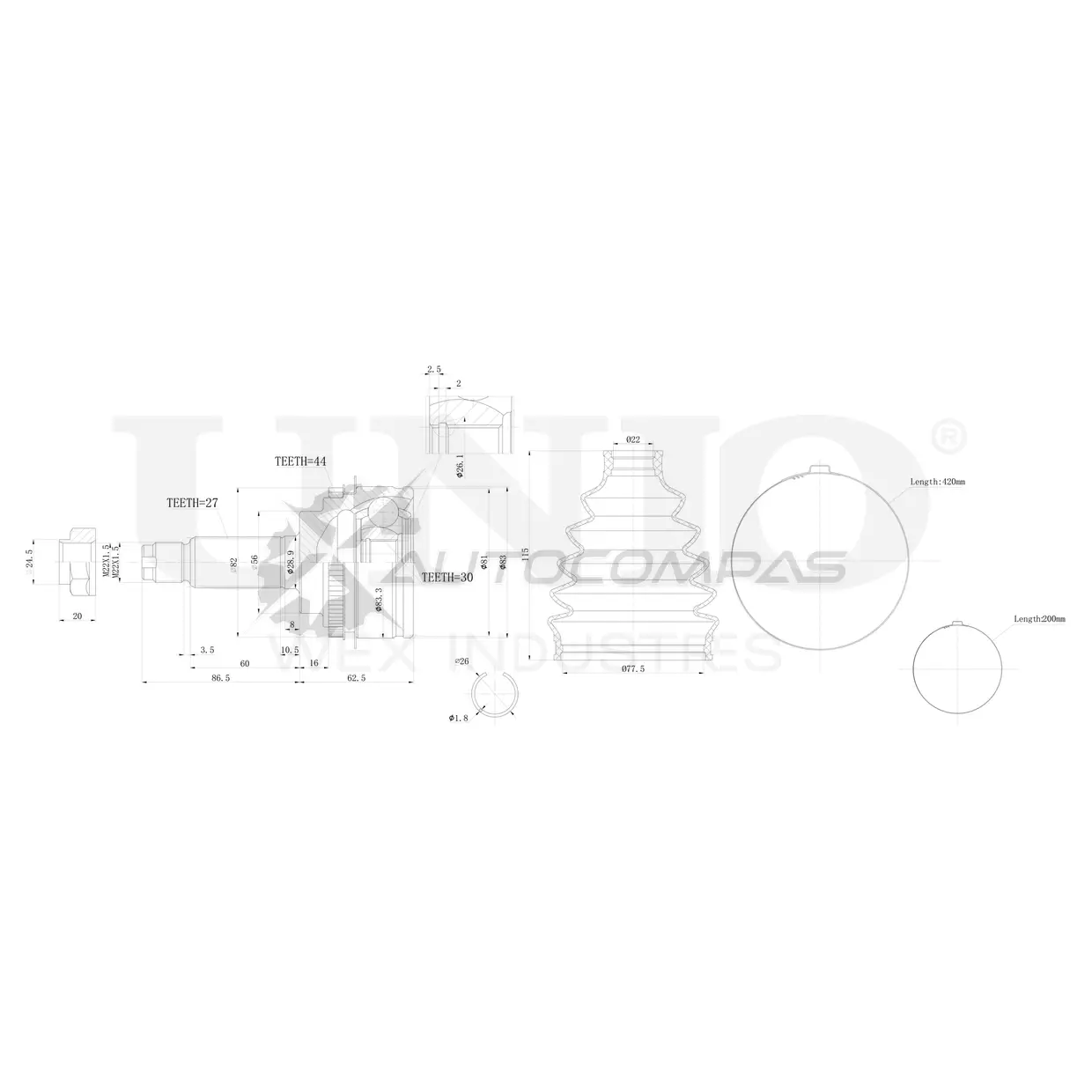 ШРУС внешний UNIO SP 9DLXY 1441320366 CVJ-20280