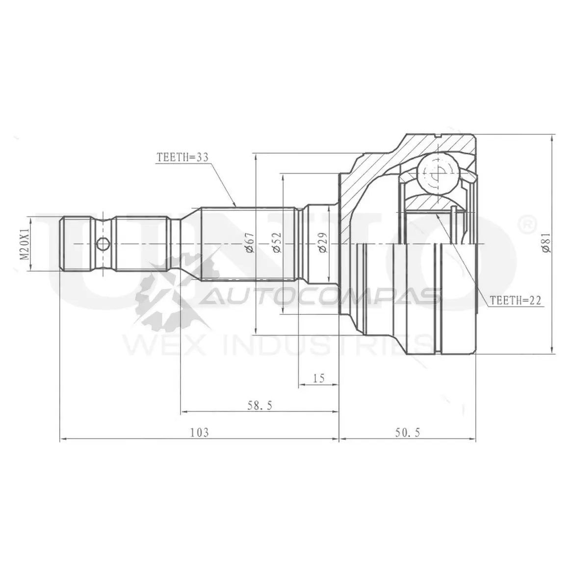 ШРУС внешний UNIO 1441320436 CVJ-20062 O2 INK