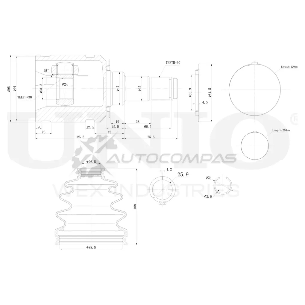 ШРУС внутренний UNIO E5A3 Z CVJ-30094 1441320535