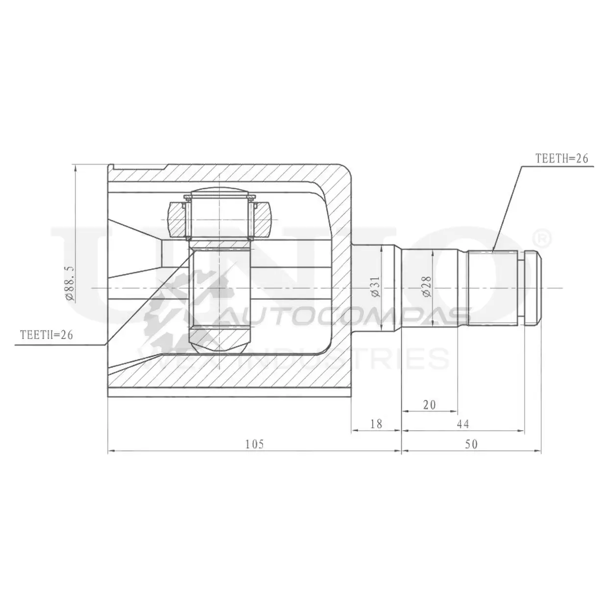 ШРУС внутренний UNIO HX R7GE 1441320574 CVJ-30149
