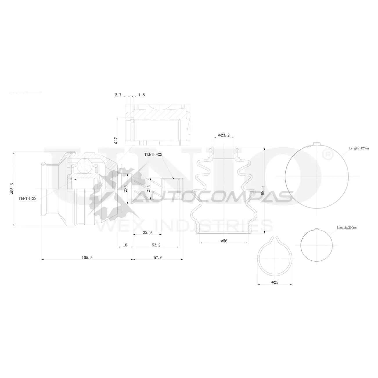 ШРУС внутренний UNIO CVJ-30088 3ILMQ H 1441320616
