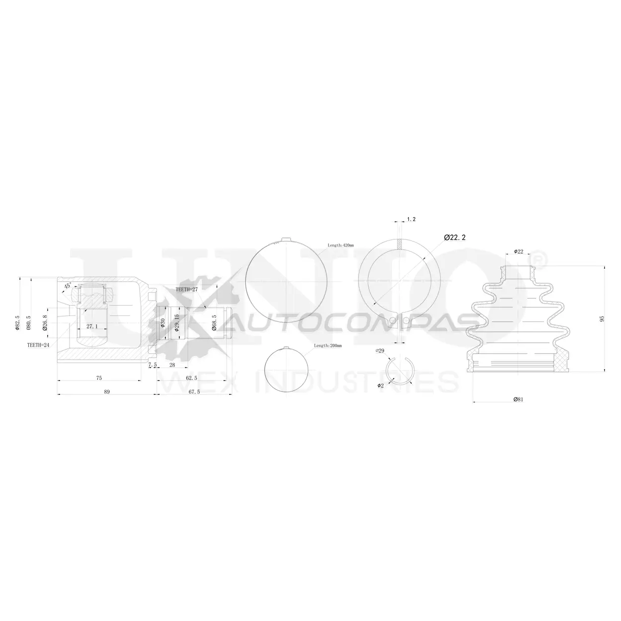 ШРУС внутренний UNIO 1441320618 U05P DHS CVJ-30102 изображение 0
