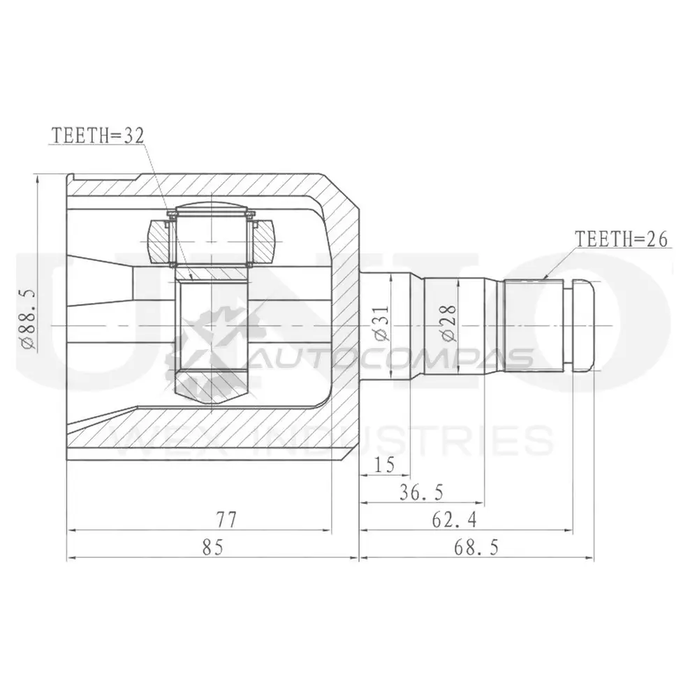 ШРУС внутренний UNIO CVJ-30004 CSLM J 1441320641