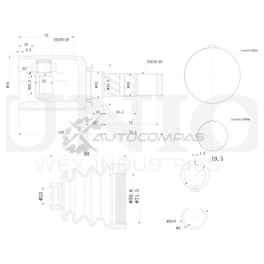 ШРУС внутренний UNIO 1441320648 V3SH E CVJ-30036