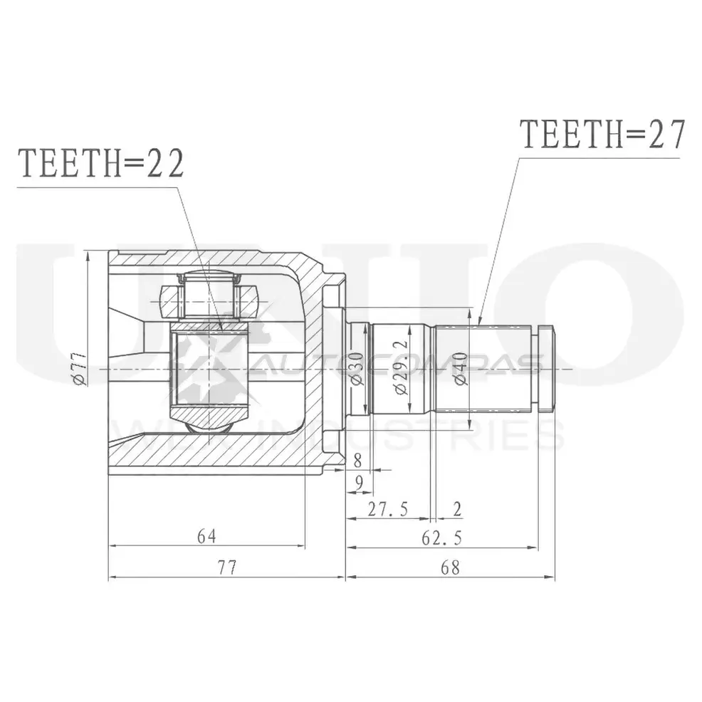 ШРУС внутренний левый UNIO 92C5 M CVJ-30006 1441320652