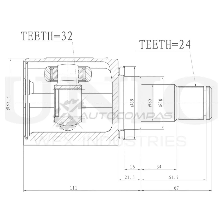 ШРУС внутренний левый UNIO 4I5GO6 T 1441320656 CVJ-30168