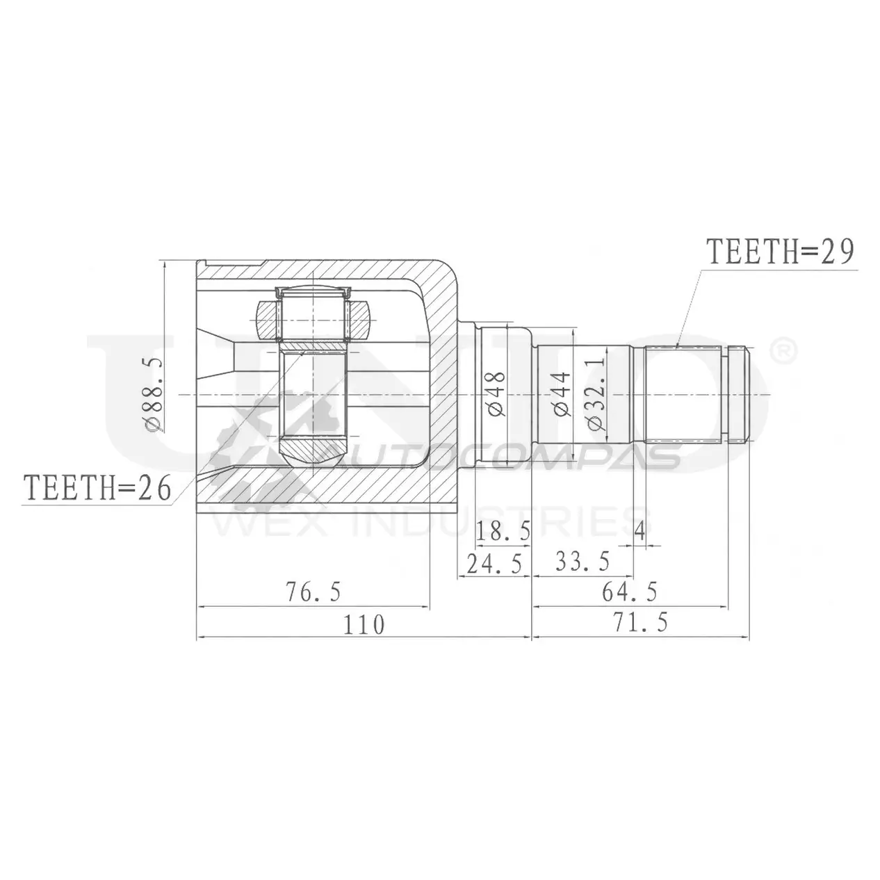 ШРУС внутренний левый UNIO RAUN0 A CVJ-30136 1441320657