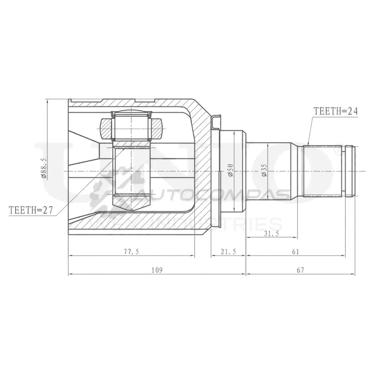 ШРУС внутренний левый UNIO CVJ-30105 1441320658 1EH0LW M