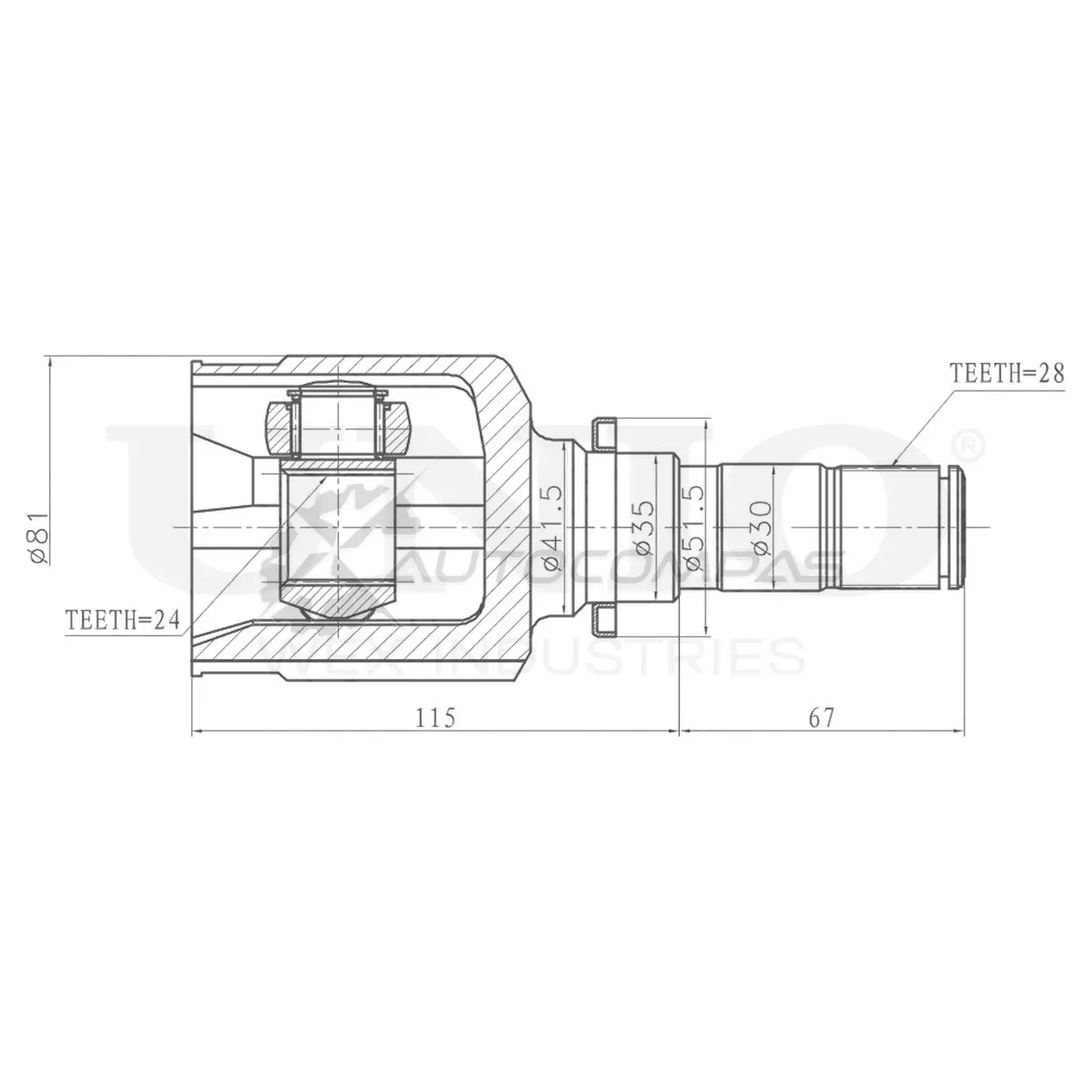 ШРУС внутренний левый UNIO XA0 3QP CVJ-30089 1441320669
