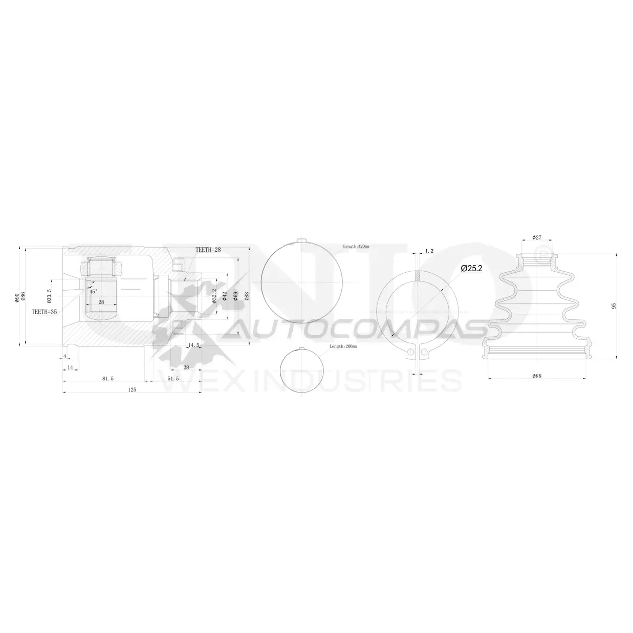 ШРУС внутренний правый UNIO L XJTQC CVJ-30055 1441320716