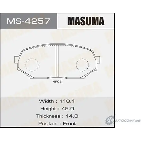 Колодки тормозные дисковые MASUMA 4560116004257 MS-4257 1422881589 7R AB3N