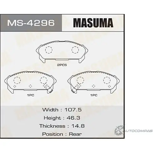 Колодки тормозные дисковые MASUMA 1422881602 MS-4296 4560116004296 LB 3XA