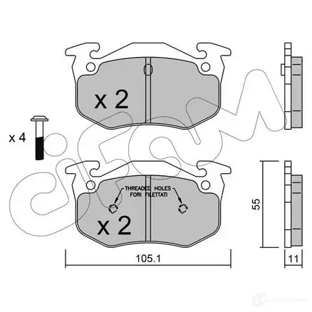 Тормозные колодки, комплект CIFAM 8220381 2467338 21 597 21600 изображение 0