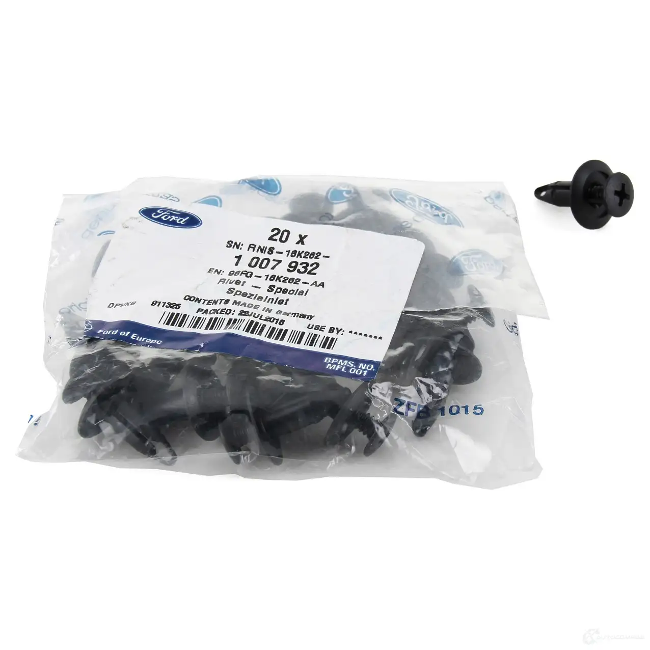 Оригинальная клипса подкрылков FORD 26857966 HF 2ZR 1007932 - Изображение 1