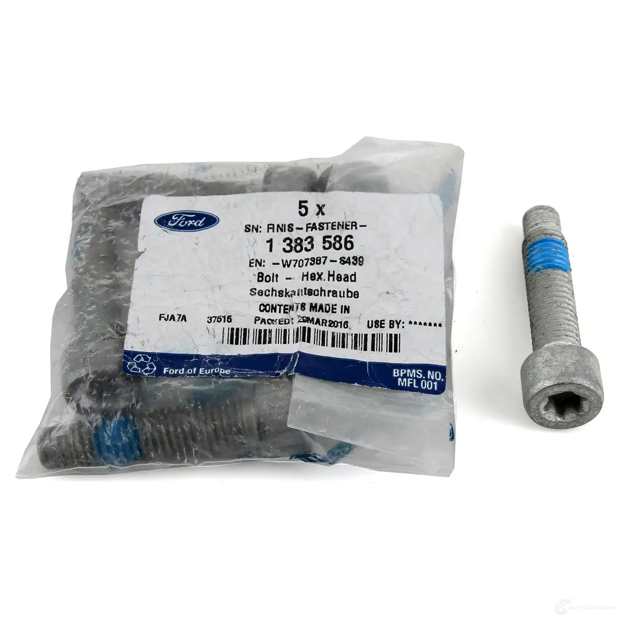 Оригинальный болт передней ступицы колеса M10x35 мм Transit 01.2000-08.2014 FORD 1383586 23273989 W1S3R 3 - Изображение 1