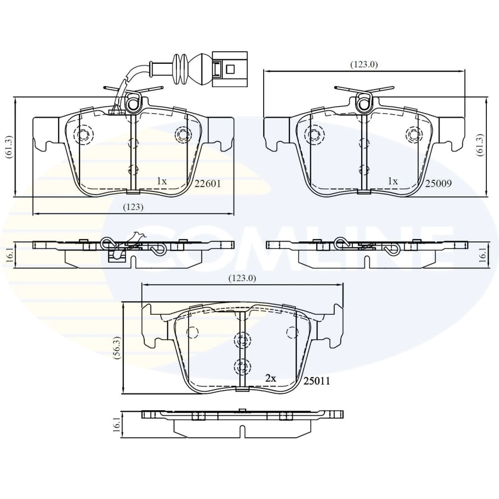 Тормозные колодки дисковые, комплект COMLINE CBP12157 5BEEC4 1194337823 22601; 25009; 25011