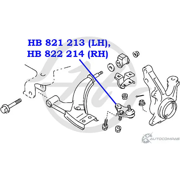 Шаровая опора нижнего рычага передней подвески, правая HANSE LMFR6G 1422498366 HB 822 214 GCX3 A изображение 1