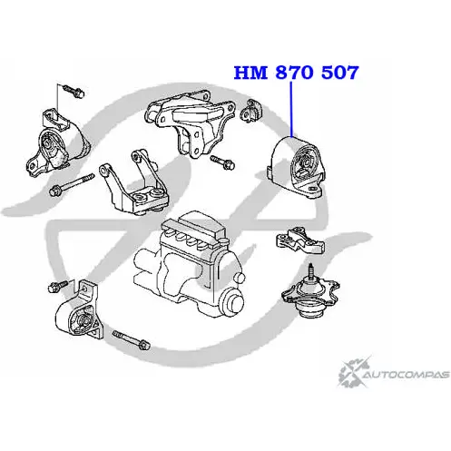 Подушка двигателя, опора, задняя HANSE HM 870 507 QK4OPYX 1422499711 5MW64 XQ изображение 1