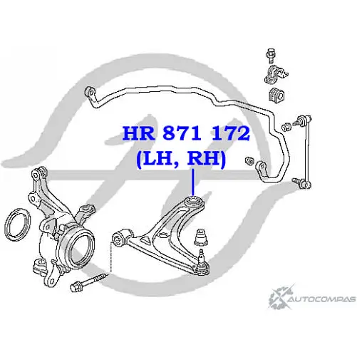 Сайлентблок нижнего рычага передней подвески, задний HANSE 1422496772 1U I9CT HR 871 172 B5J1J изображение 1