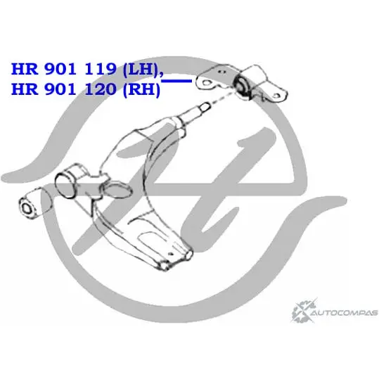 Сайлентблок нижнего рычага передней подвески, задний, правый, с кронштейном HANSE 8V OORM HR 901 120 1422496817 XR9715Z изображение 1