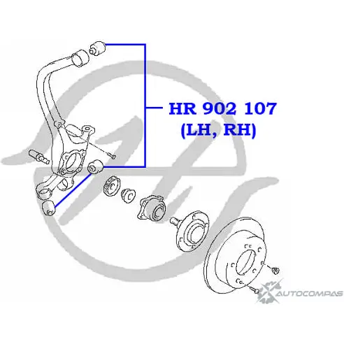 Сайлентблок цапфы задней подвески, передний, задний и верхний HANSE HR 902 107 1422496788 W23CM0D PC8M 2TV изображение 1