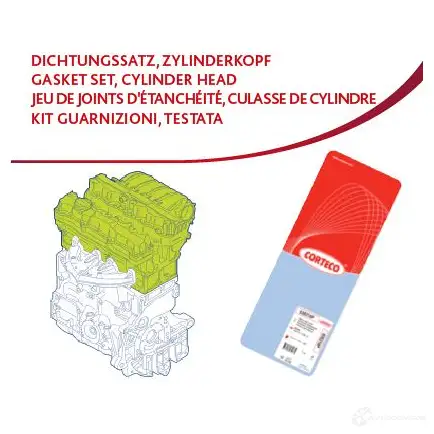 Комплект прокладок двигателя CORTECO V82O0Q V 3358964186535 418653P 1390496 изображение 0