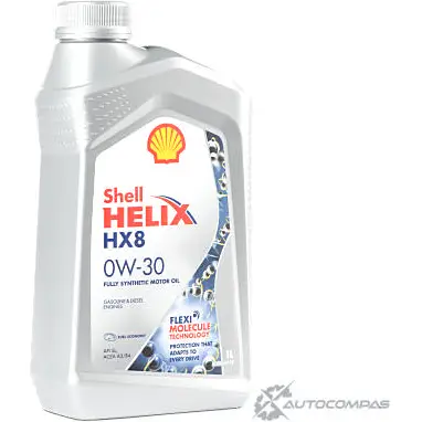 Моторное масло Shell Helix HX8 0W-30, синтетическое, 1л SHELL 550050027 1436733544 5T0 KQ6 изображение 1
