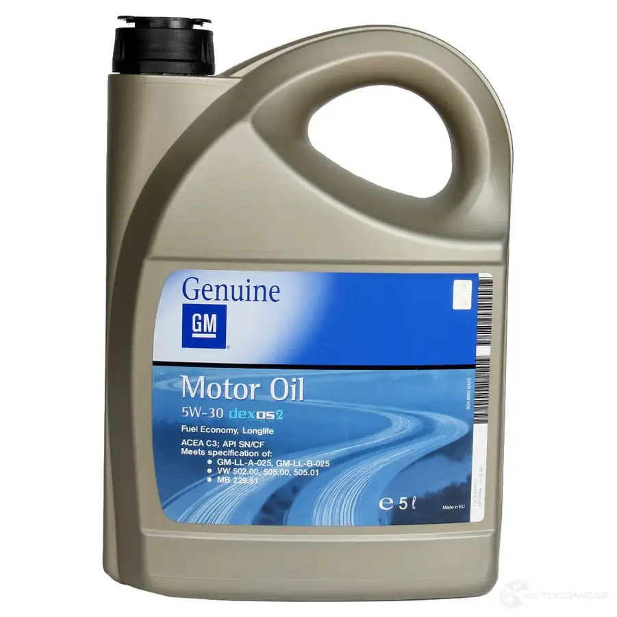 Моторное масло синтетическое Dexos2 SAE 5W-30, API SM/CF, ACEA A3/B4, 5 л GENERAL MOTORS C RPTGLX 95599405 1436781475 изображение 0