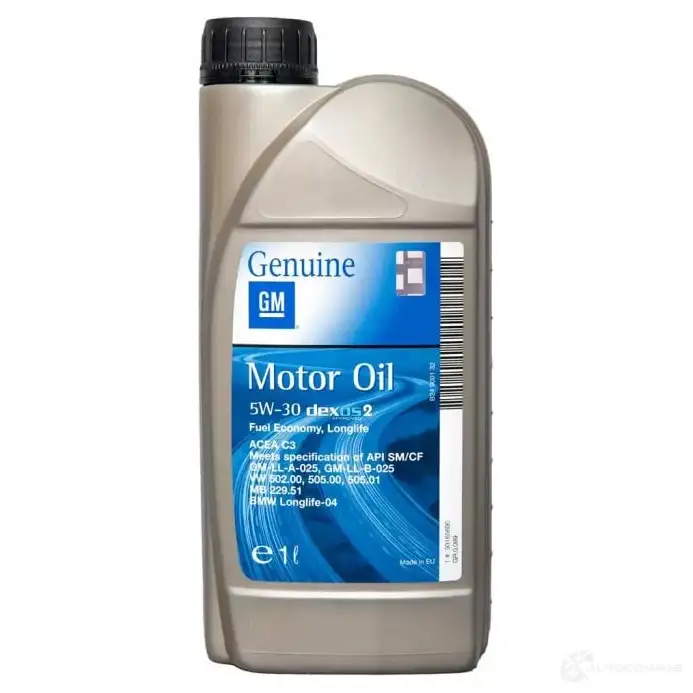 Моторное масло синтетическое Dexos2 SAE 5W-30, API SM/CF, ACEA A3/B4, 1 л GENERAL MOTORS 93165554 1436781472 73 US3U