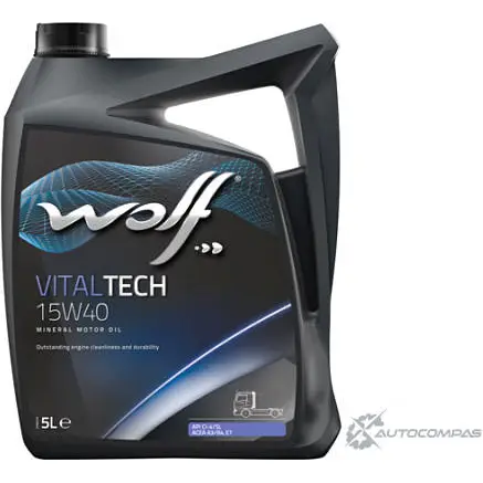 Моторное масло, минеральное, VITALTECH 15W-40, 5 л WOLF 8301117 5413048301117 45J 1VKW 1670924