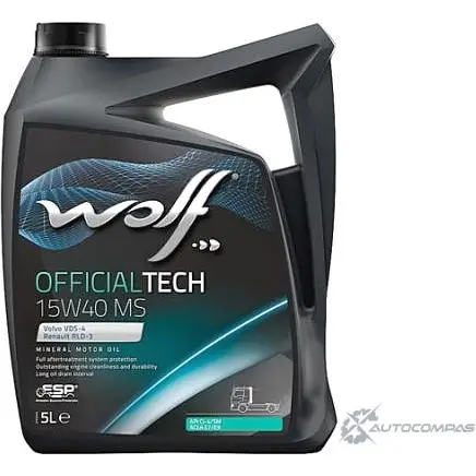 Моторное масло, минеральное, OFFICIALTECH 15W-40 MS, 5 л WOLF 1671012 OE EBTL 5413048302411 8302411